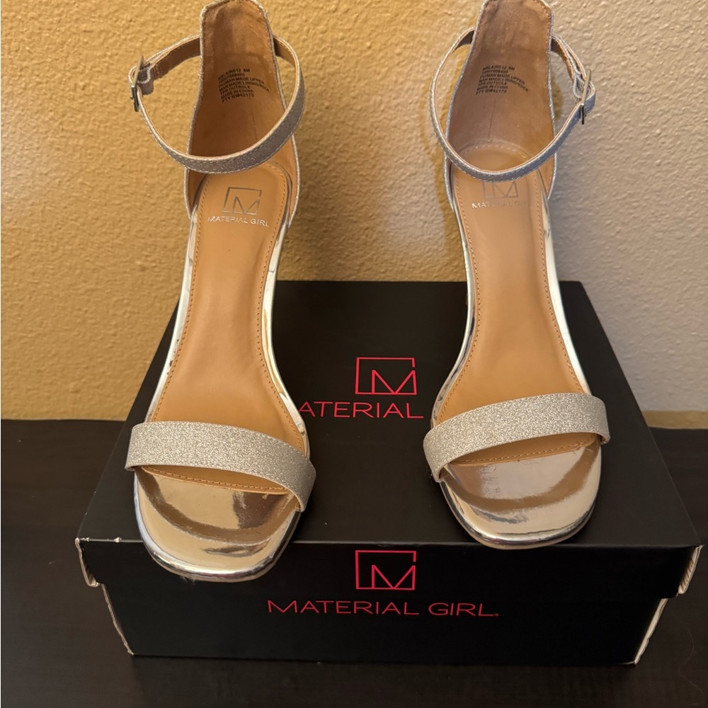 Material Girl Silver Heels with Chic Ankle Strap